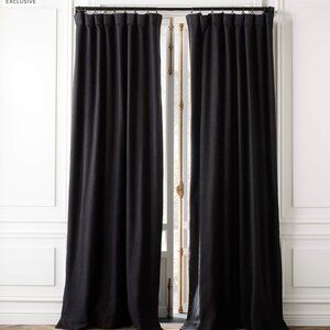 Black Boucle Window Curtain Panel 48''x108''